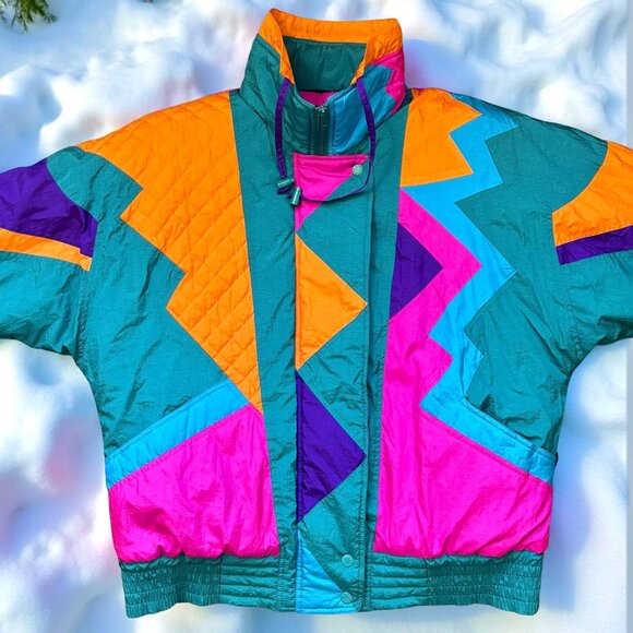 Izzi Jackets & Blazers - RARE Izzi Vintage Retro 80s/90s Neon Colorblock Ski Jacket, Size Medium